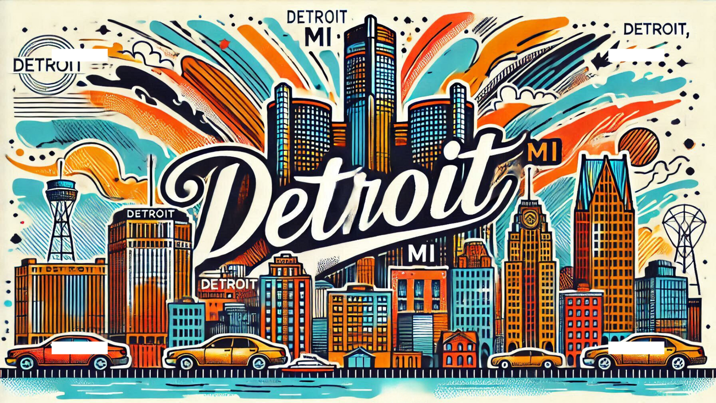 Detroit Custom License Plate Design (White) image 1