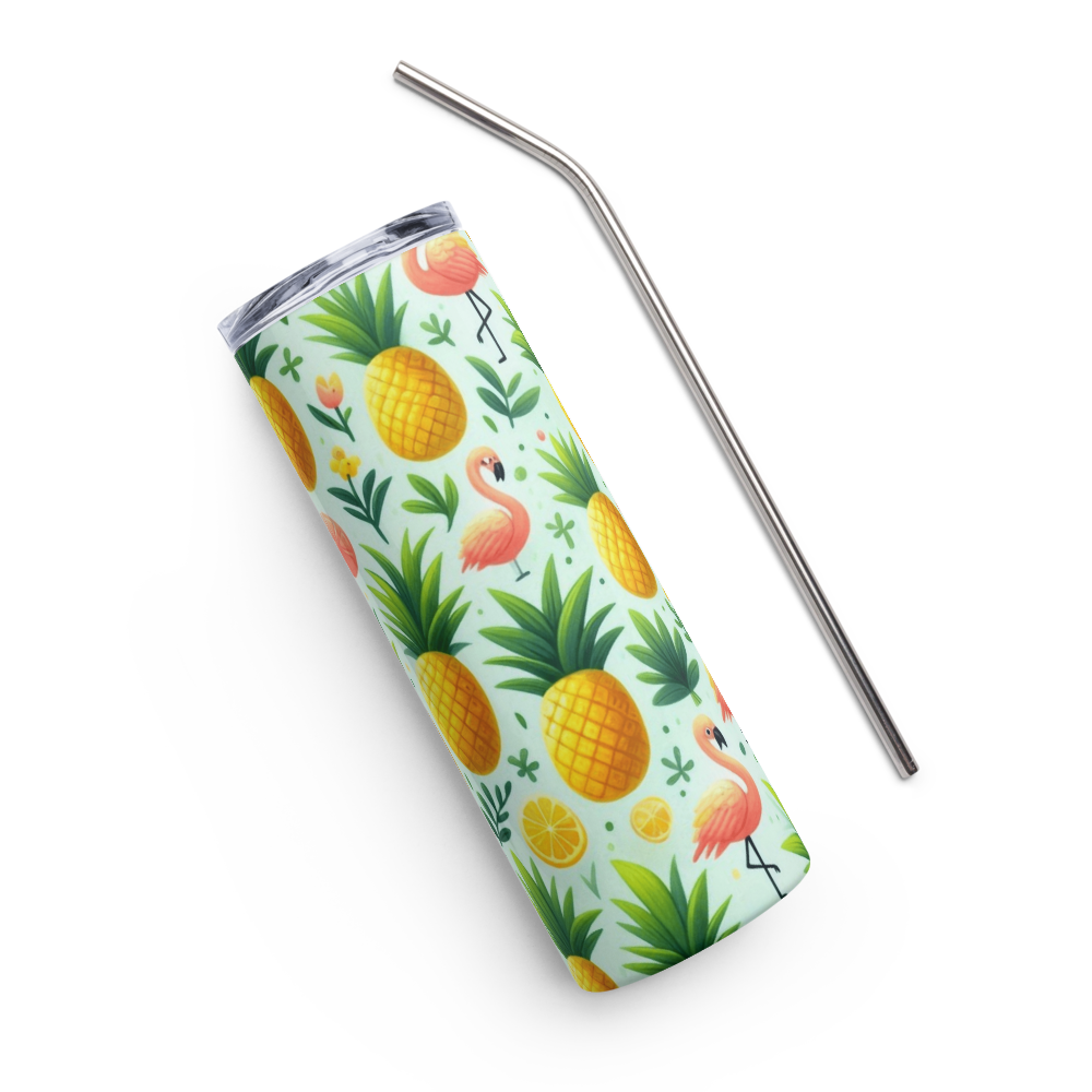 Pineapples & Flamingos Green Tumbler image 7