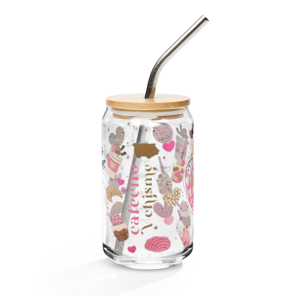 Cafecito & Chisme (Coffee & Gossip) Glass Cup w/Lid image 5