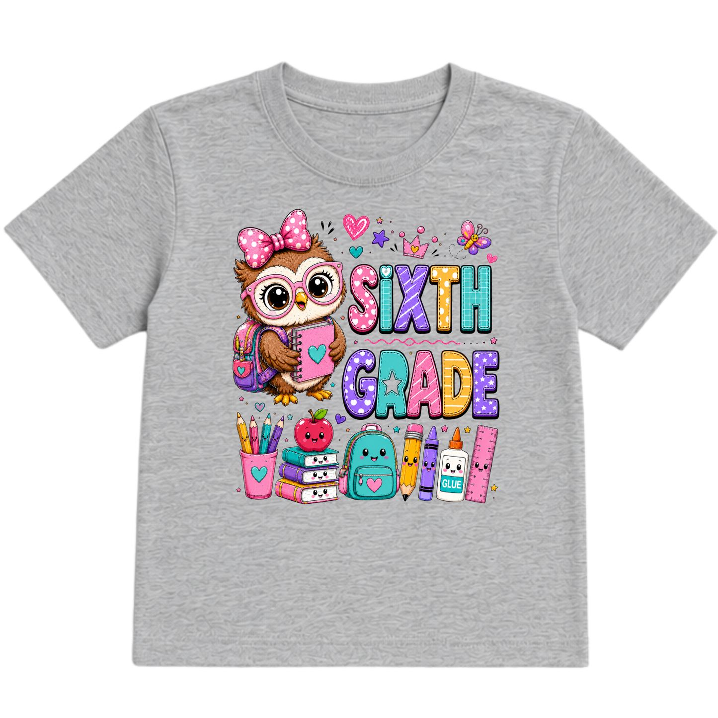 Cute Girls Back to School Shirt – Pre-K through Sixth Grade | Adorable Owl Graphic Tee | First Day of School Outfit | Kids School Shirt