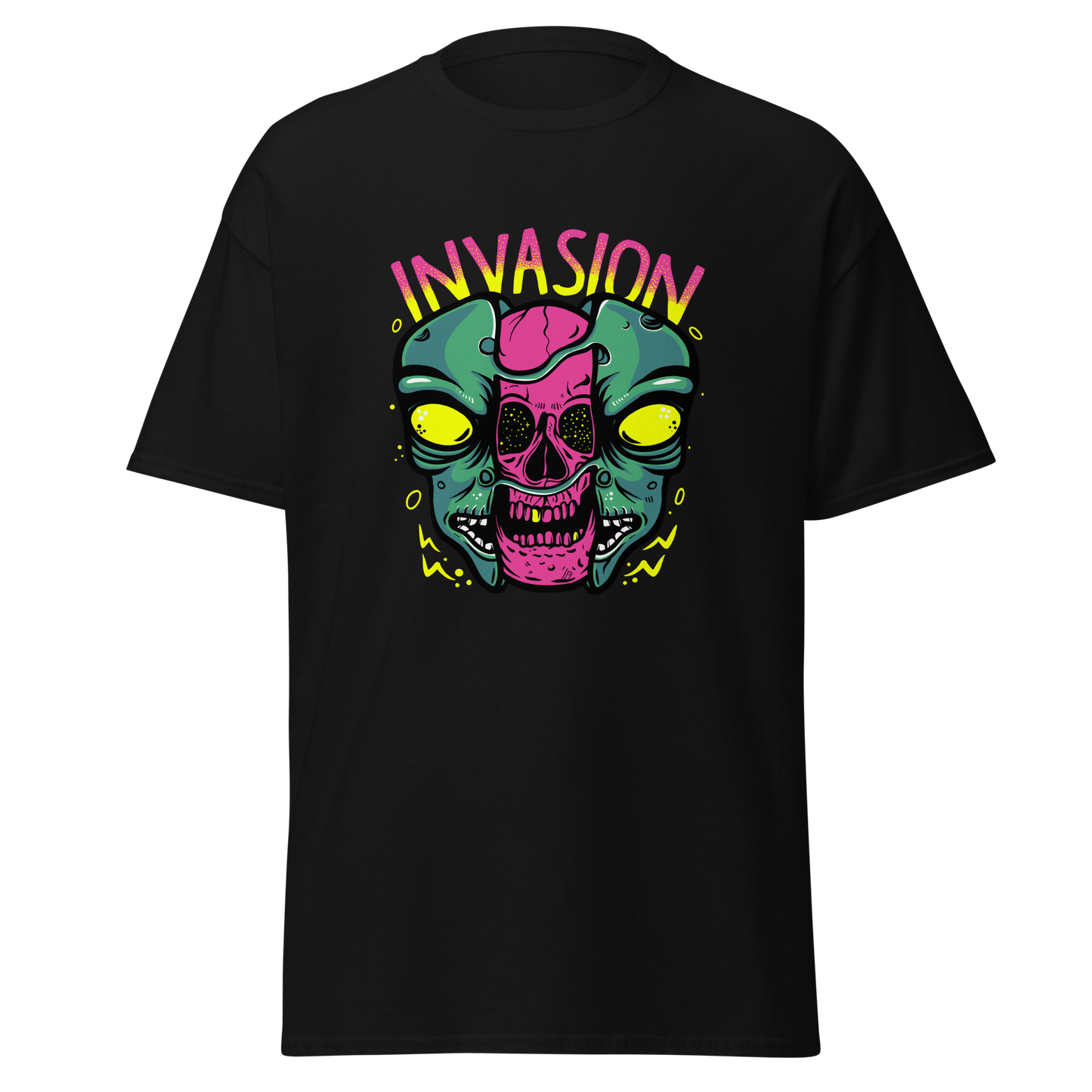 “Invasion” Alien Graphic T-Shirt – Retro Futuristic Streetwear Design