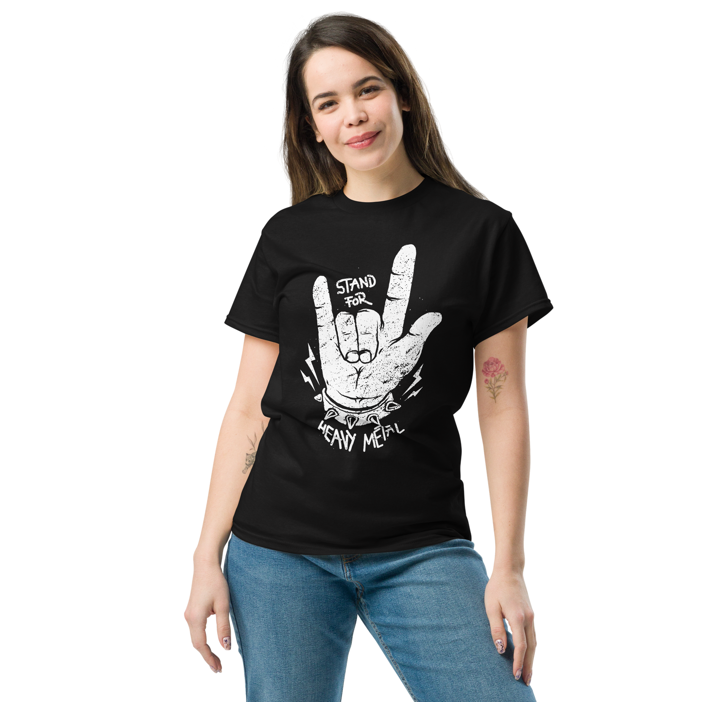 Stand for Heavy Metal Graphic T-Shirt – Rock Hand Gesture Design