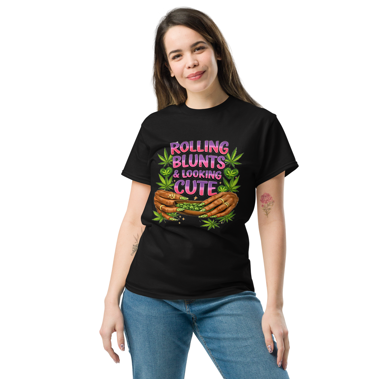 Rolling Blunts & Looking Cute – Graphic T-Shirt