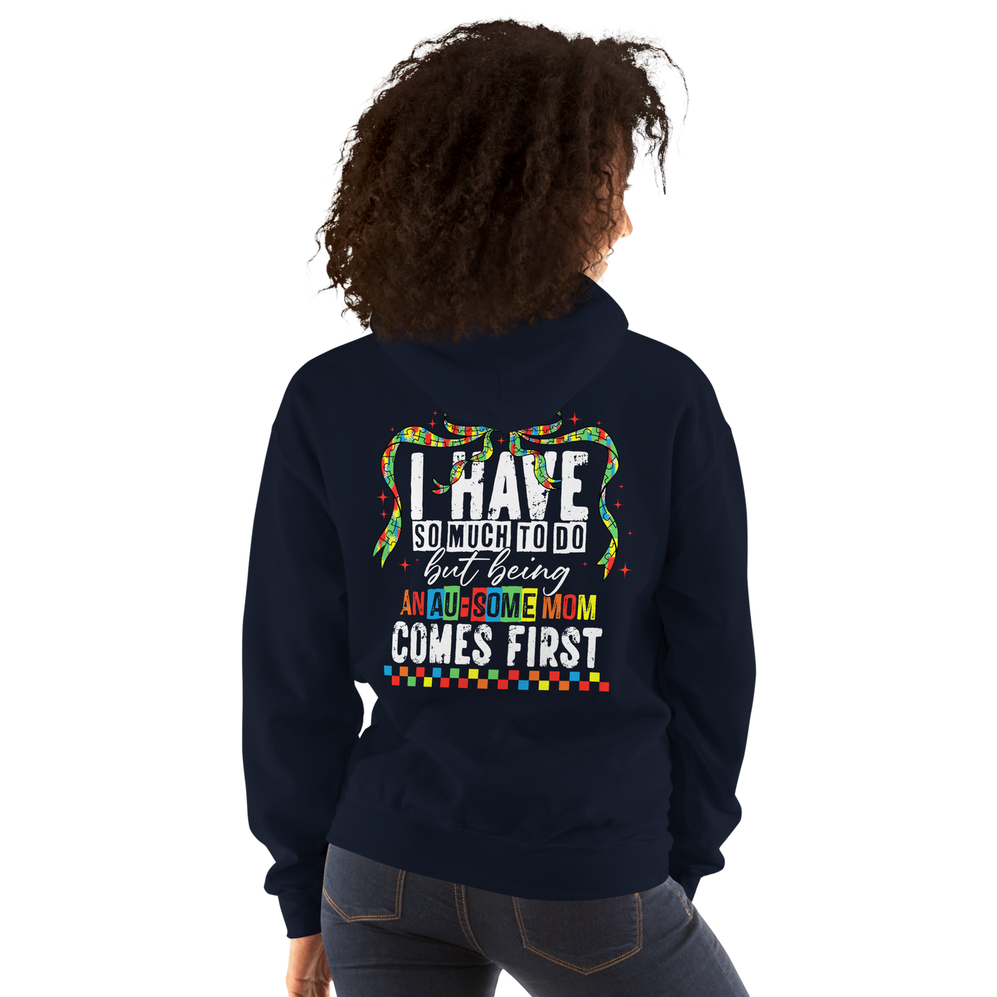 Autism Mama Bear Hoodie – Colorful Puzzle Design Mom Hoodie