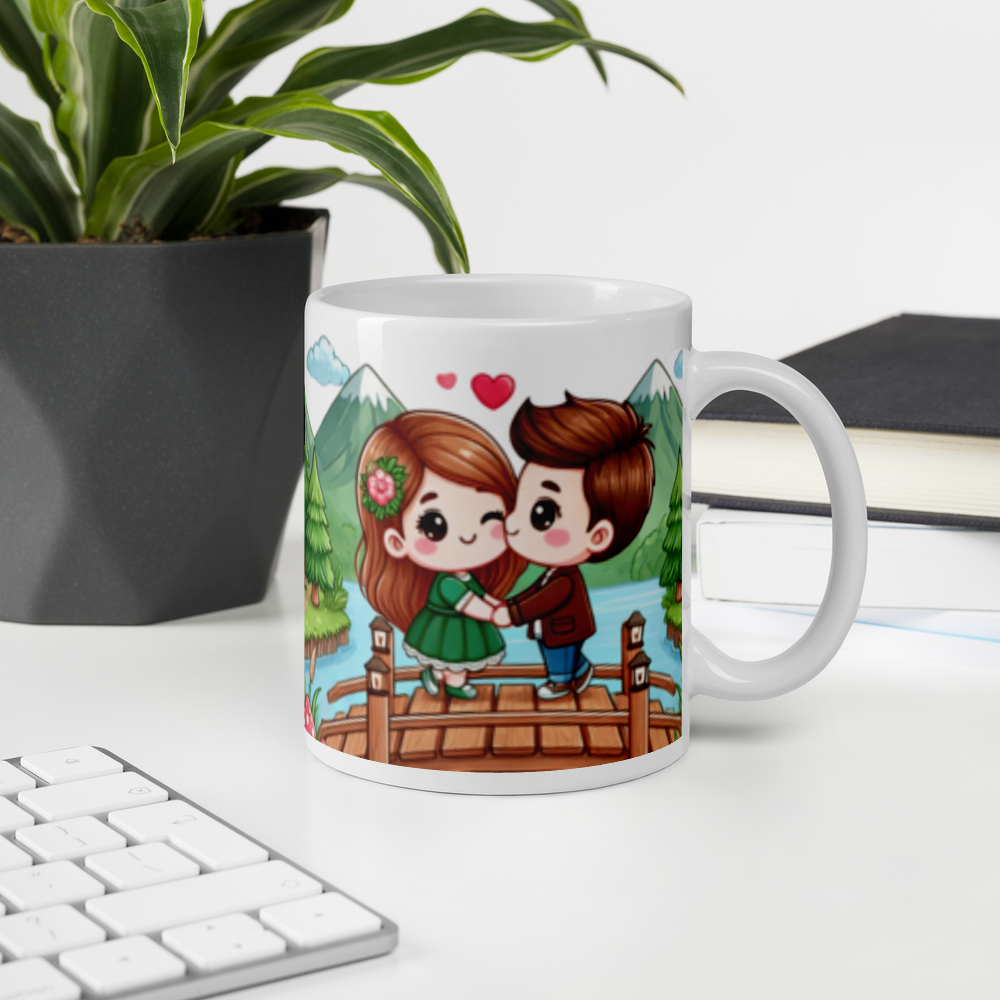 Couple On Bridge - White Mug image 0