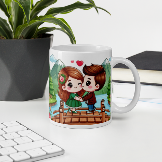 Couple On Bridge - White Mug image 0
