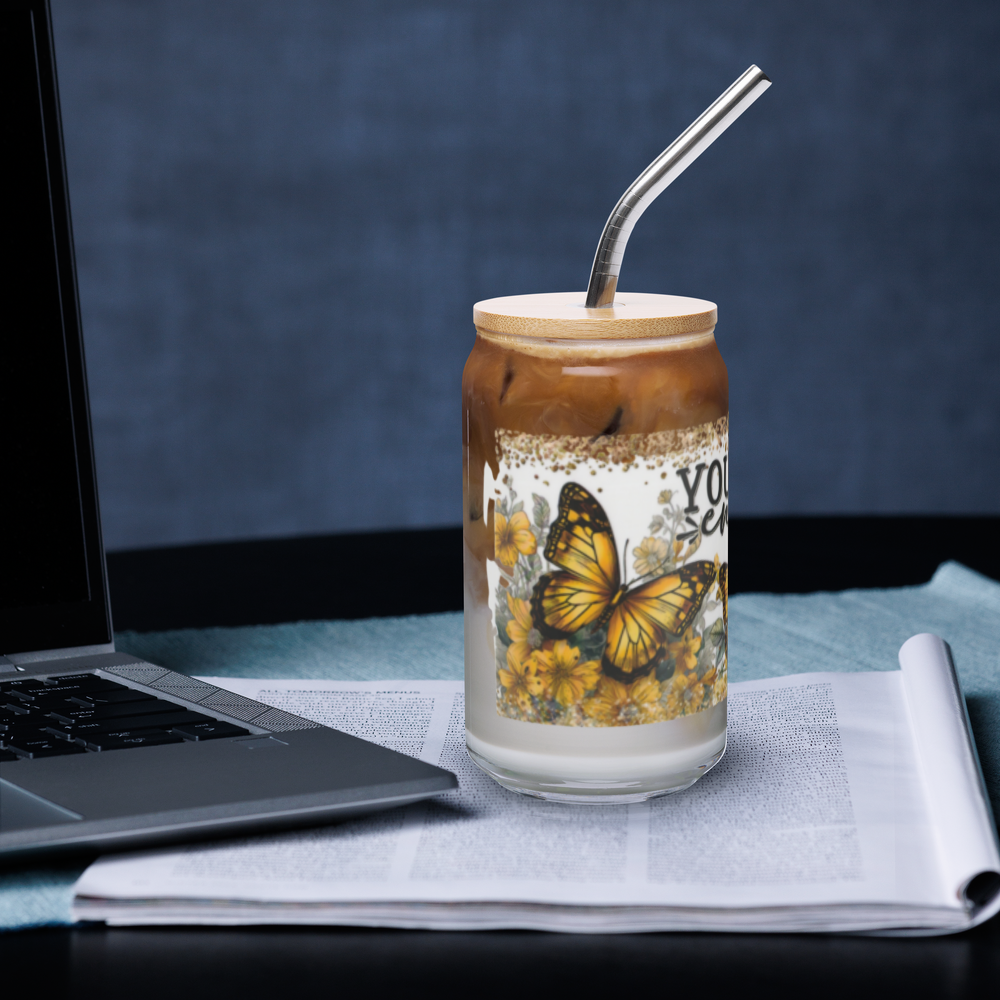 You Are Enough Glass Cup w/Lid image 1