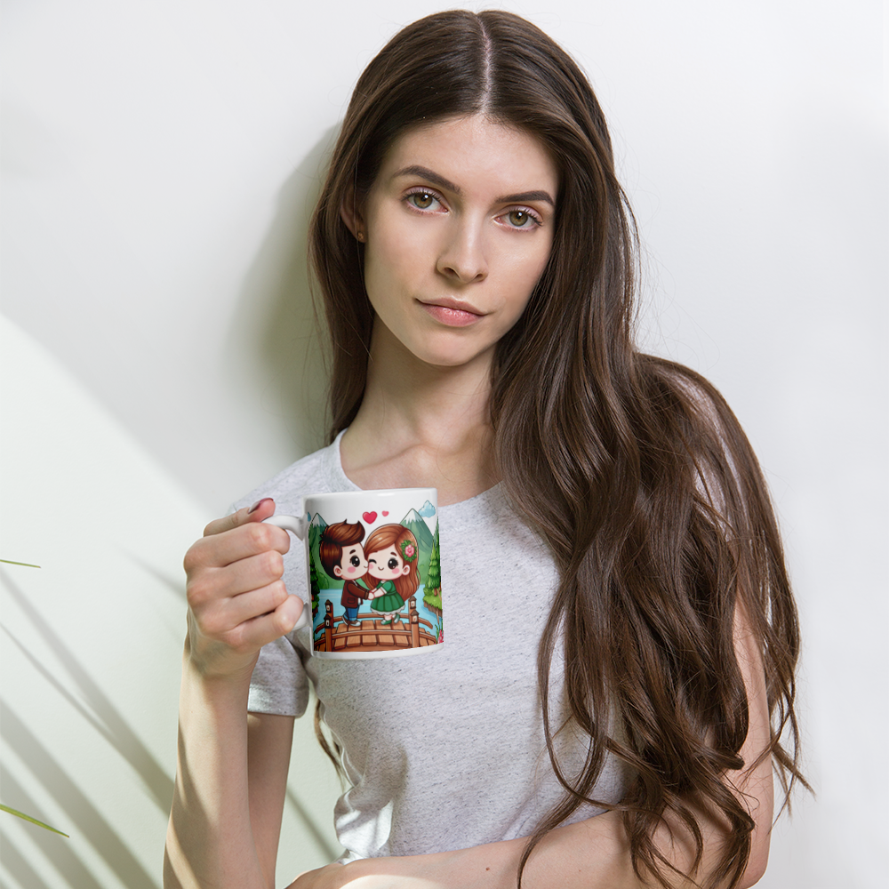 Couple On Bridge - White Mug image 2