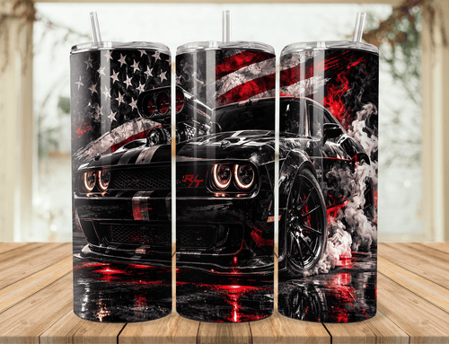 20oz American Muscle Car Tumbler – Patriotic Flag Stainless Steel Travel Mug