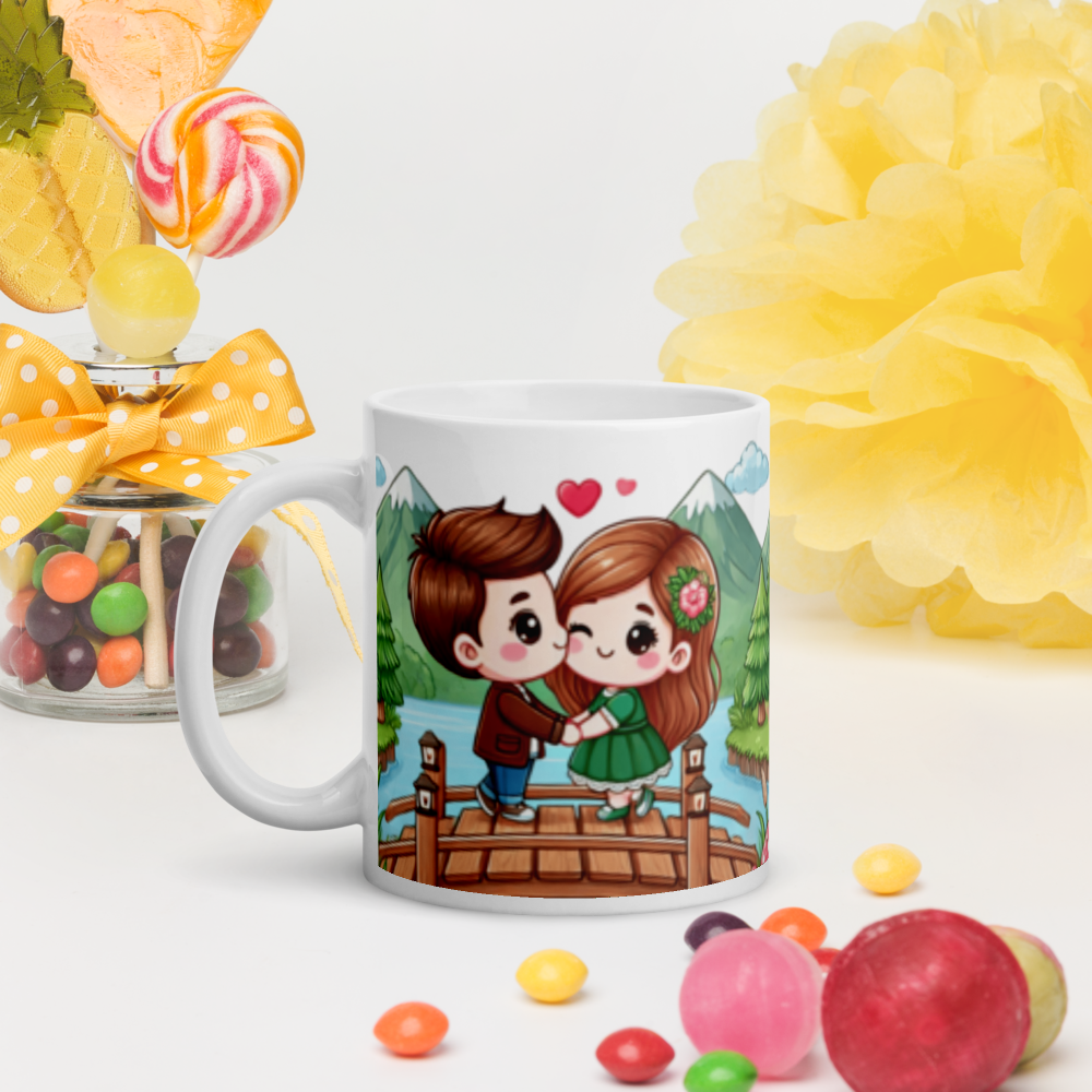 Couple On Bridge - White Mug image 1