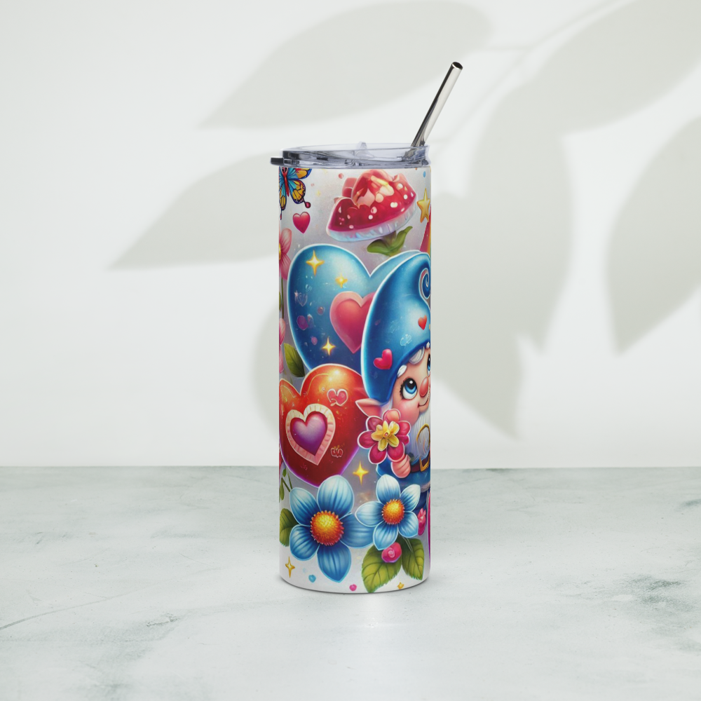 Valentine Blue and Red Gnomes Tumbler image 0