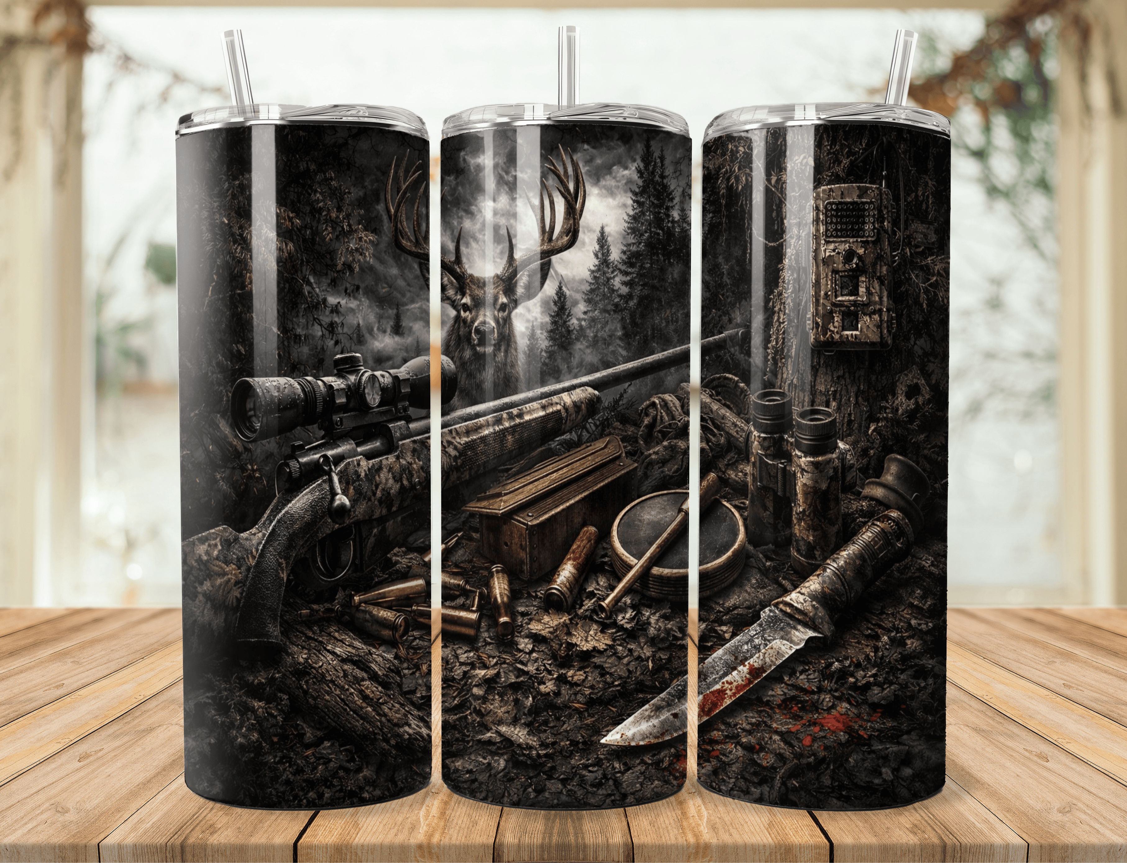 Hunting 20oz Tumbler – Deer Hunter Stainless Steel Travel Mug – Outdoorsman & Hunting Gift