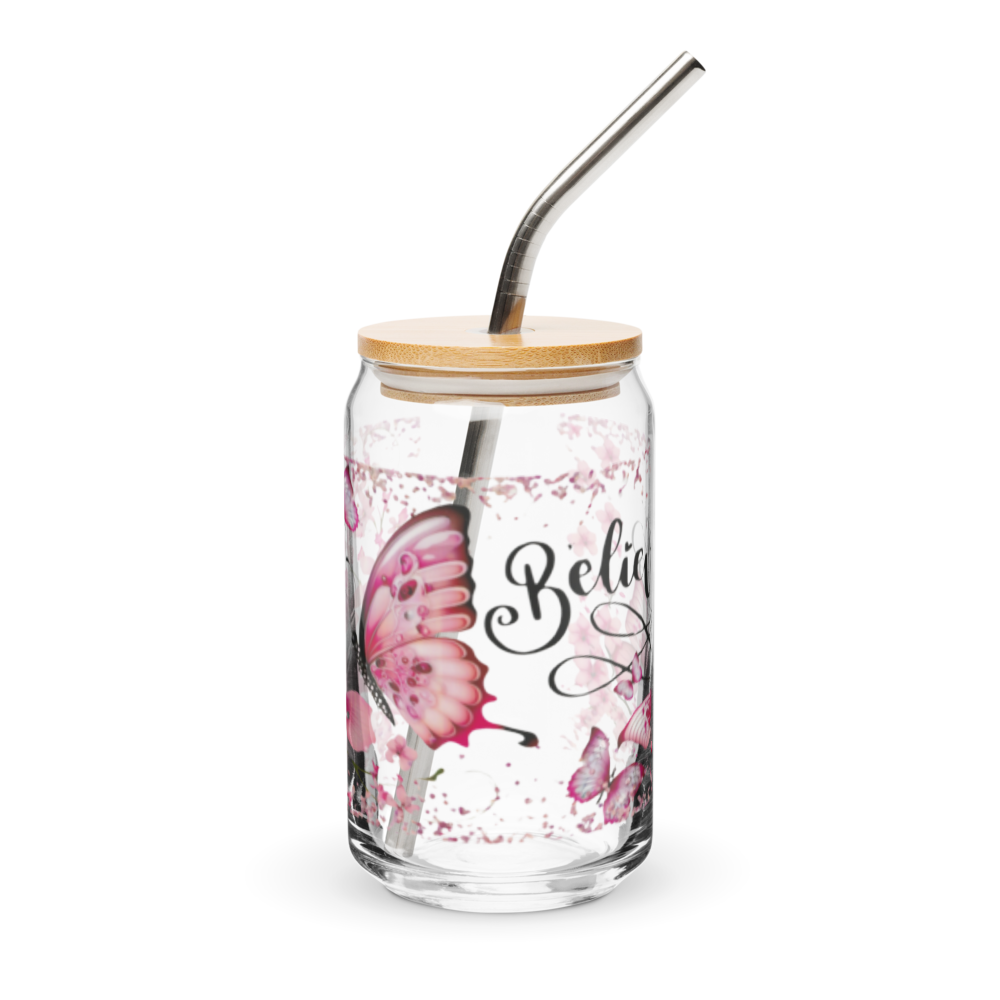 Believe Glass Cup w/Lid image 2