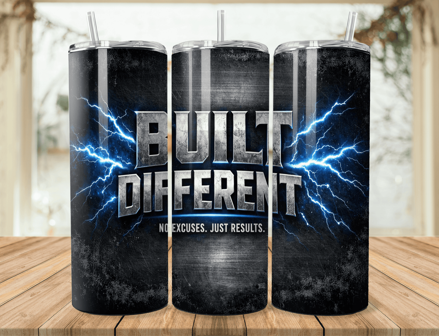 20oz Built Different Tumbler – Motivational Gym Stainless Steel Travel Mug – Fitness Mindset Gift