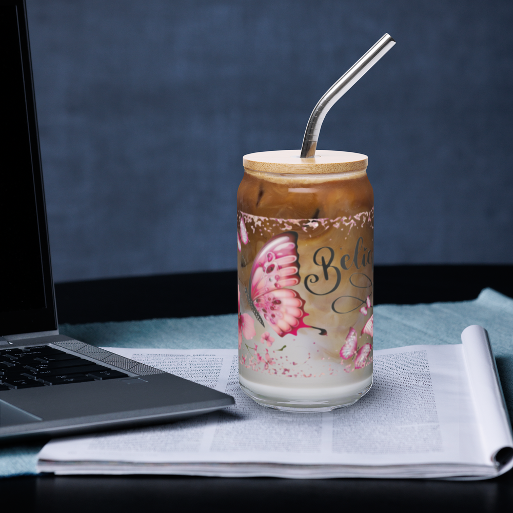 Believe Glass Cup w/Lid image 1