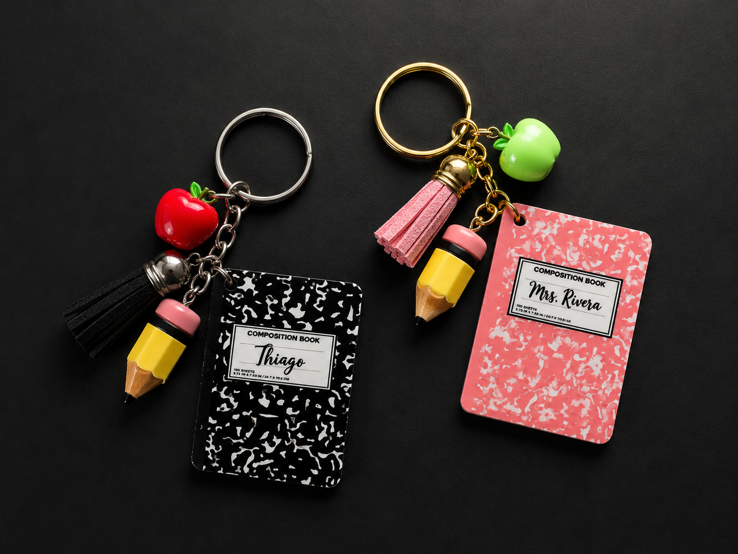 Personalized Pretend To Be A Notebook Keychain - Teacher Gift with Mini Charms