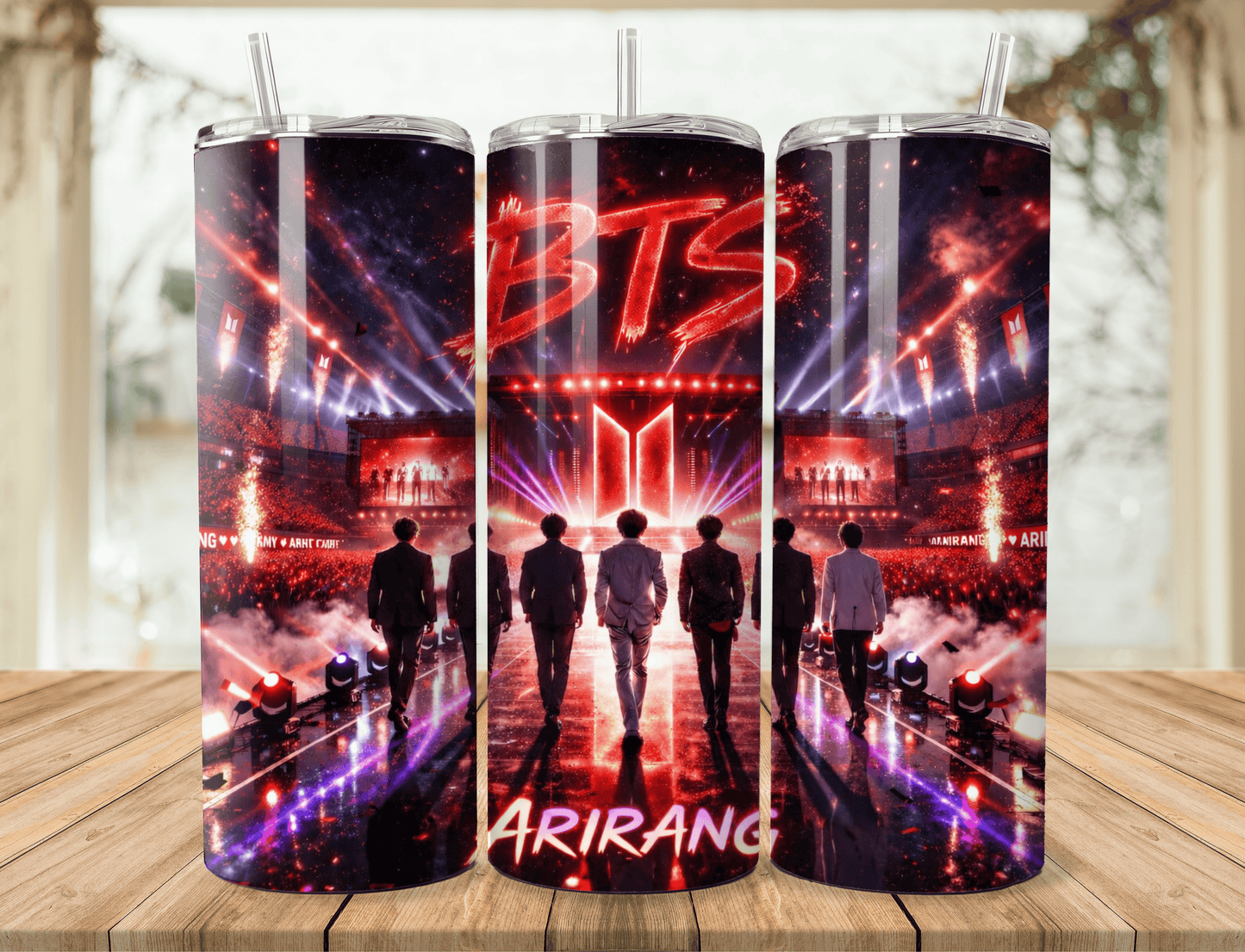 Kpop BTS Inspired Concert Tumbler 20oz | Red Stage Lights Fan Gift | Music Lover