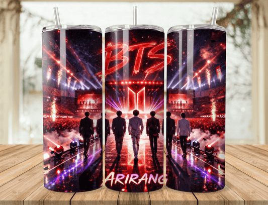Kpop BTS Inspired Concert Tumbler 20oz | Red Stage Lights Fan Gift | Music Lover
