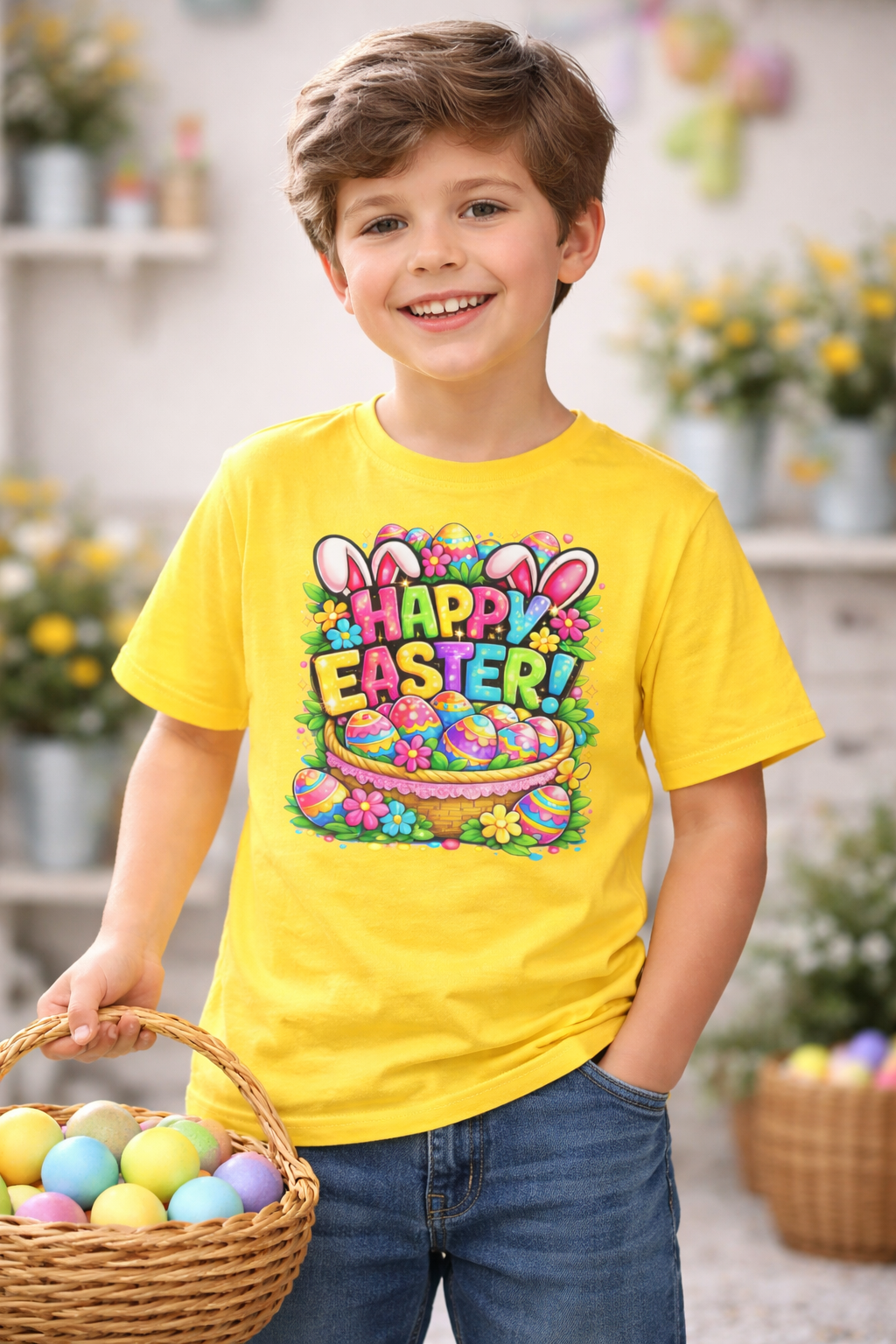 Kids Happy Easter Bunny T-Shirt – Cute Spring Holiday Graphic Tee