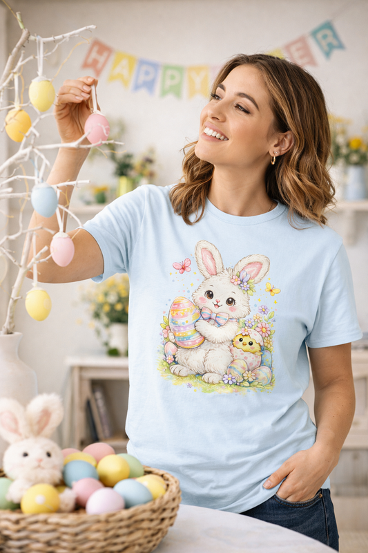 Adorable Easter Bunny T-Shirt — Pastel Spring Graphic Tee — Seasonal Celebration Shirt