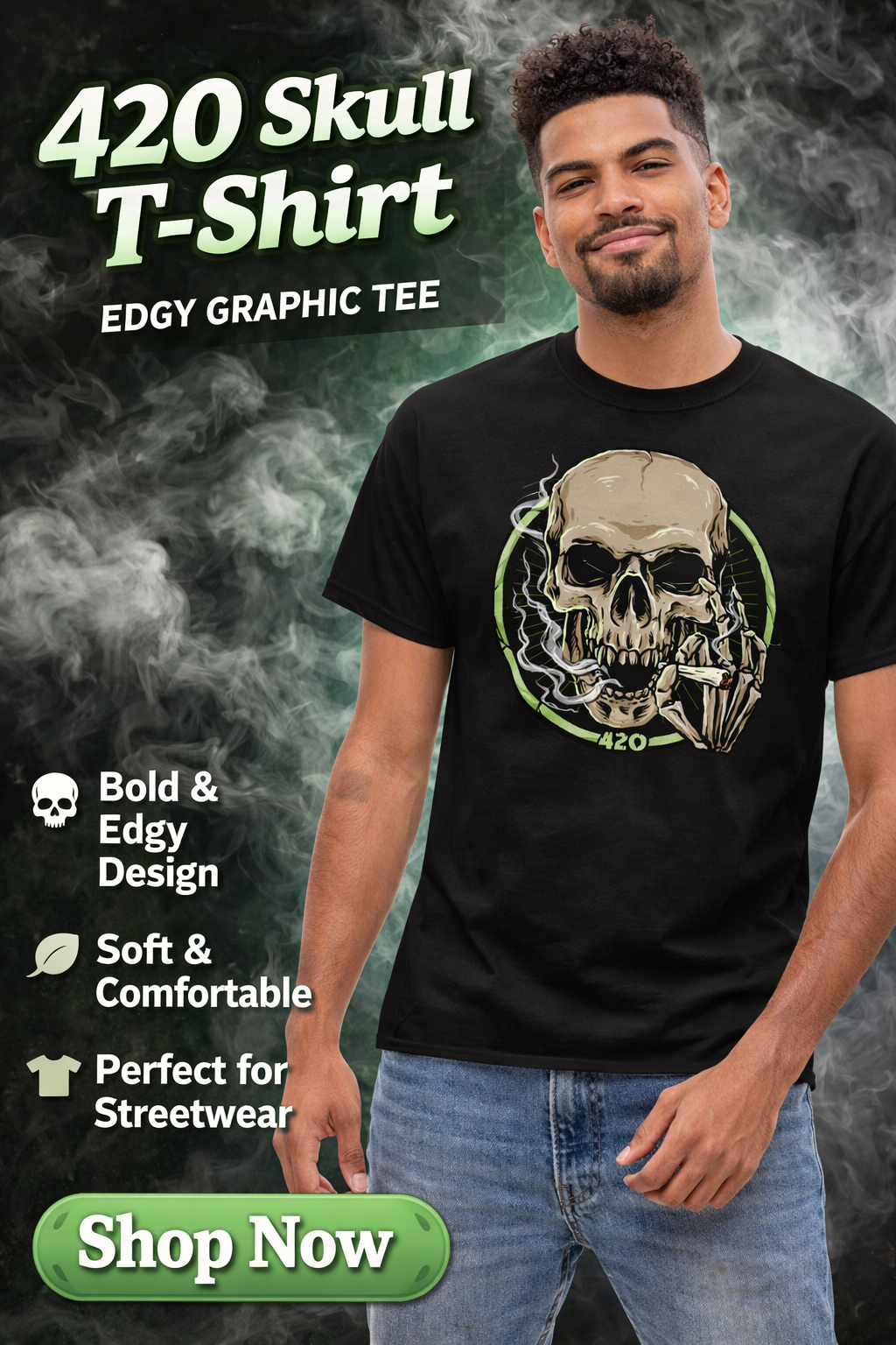 420 Skull Graphic T-Shirt - Bold Streetwear Style