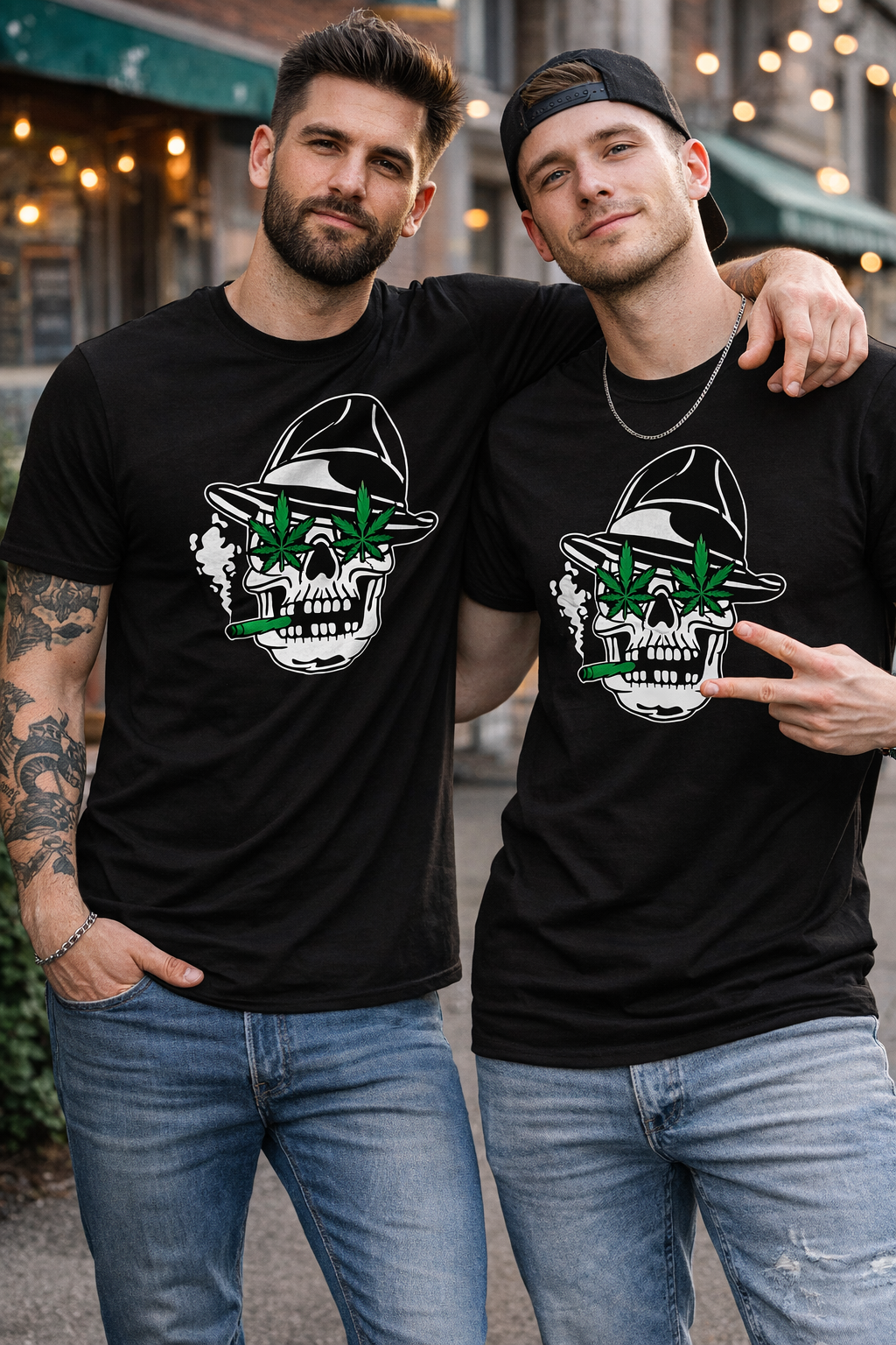 Skull Cannabis Eyes Graphic T-Shirt – Edgy Streetwear Style