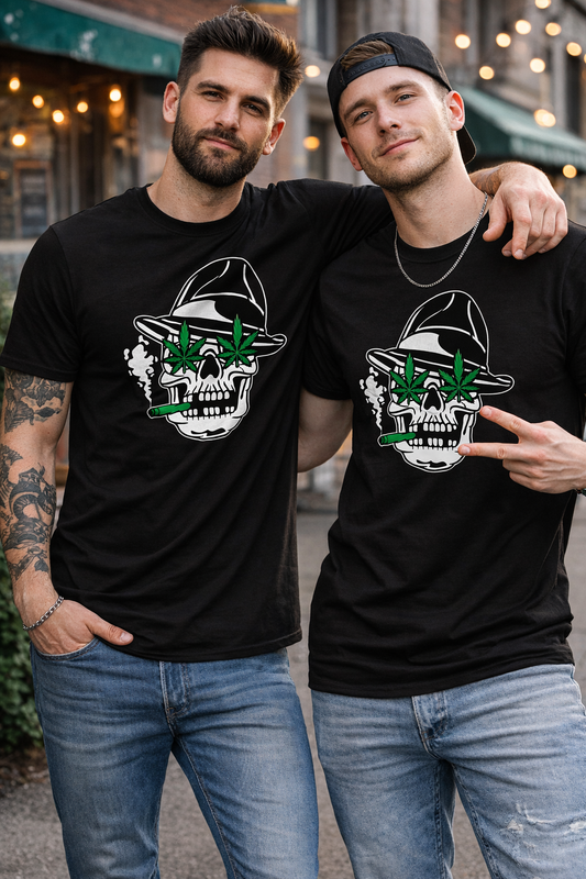 Skull Cannabis Eyes Graphic T-Shirt – Edgy Streetwear Style