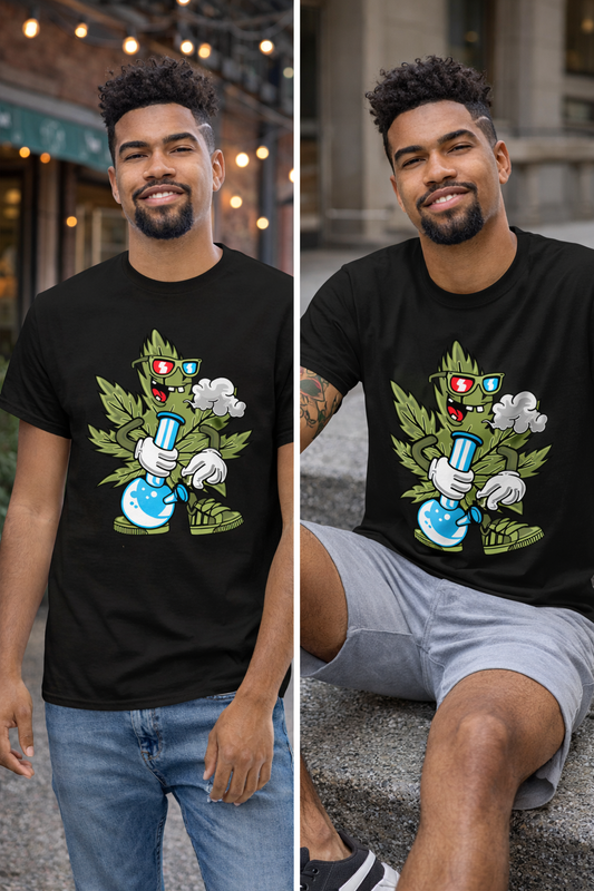 Cannabis Bong Cartoon T-Shirt – Funny & Stoner Graphic Tee