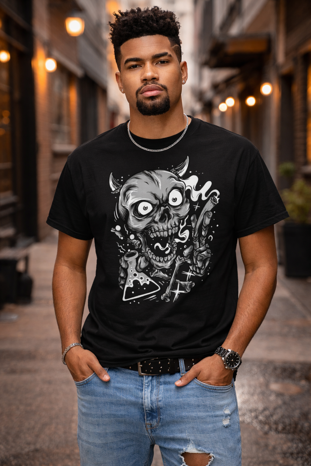 Skull Graphic T-Shirt – Edgy Gothic Streetwear Design