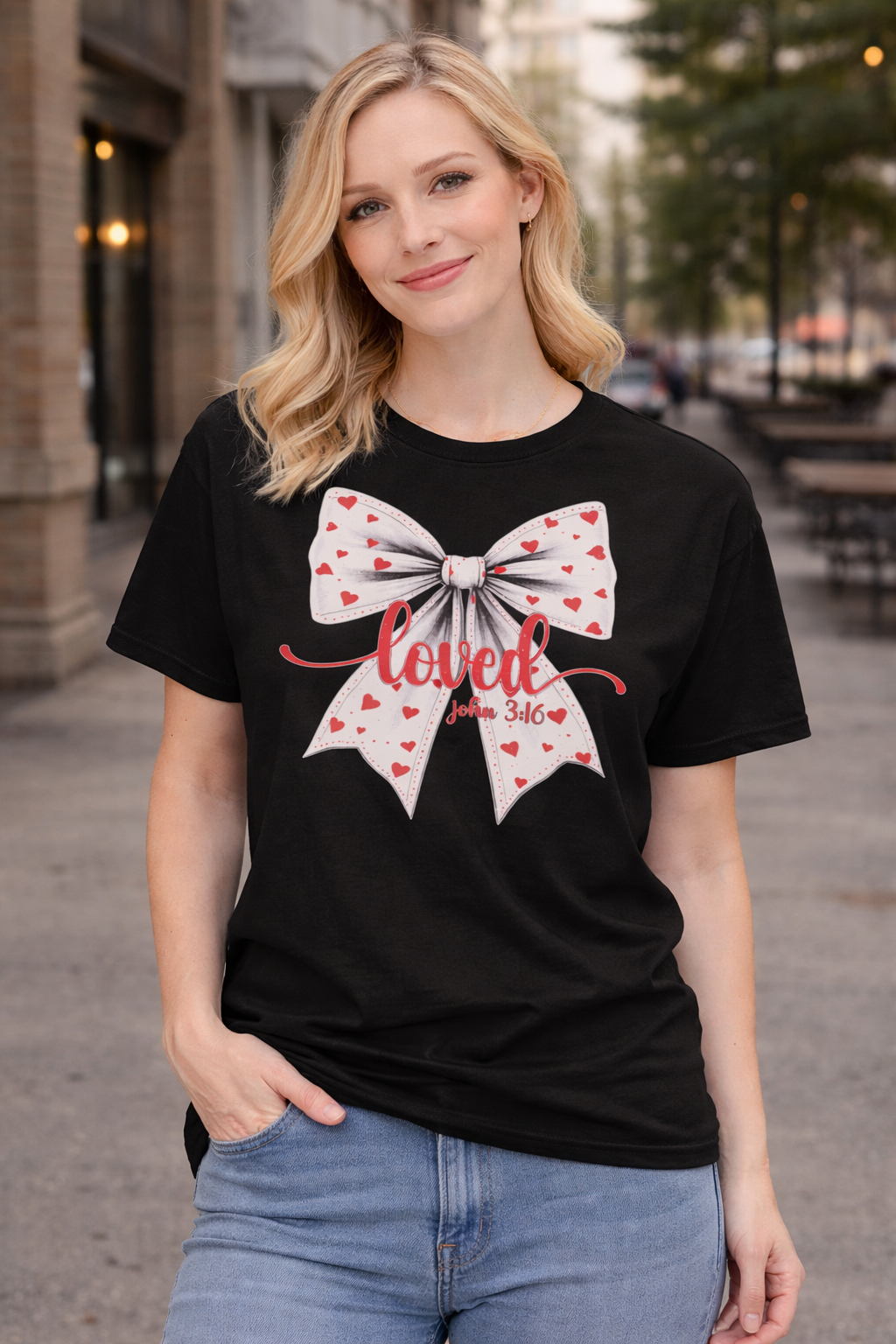 Loved Bow Christian T-Shirt – John 3:16