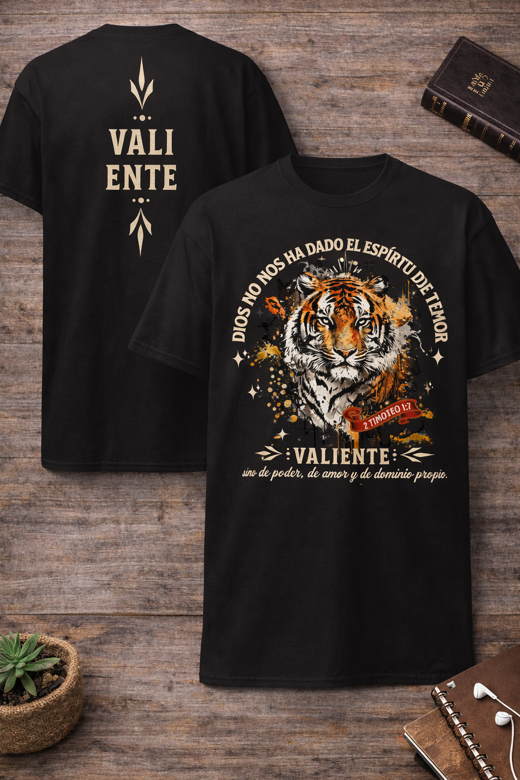 Camiseta “VALIENTE” – Espíritu de Poder, Amor y Dominio Propio