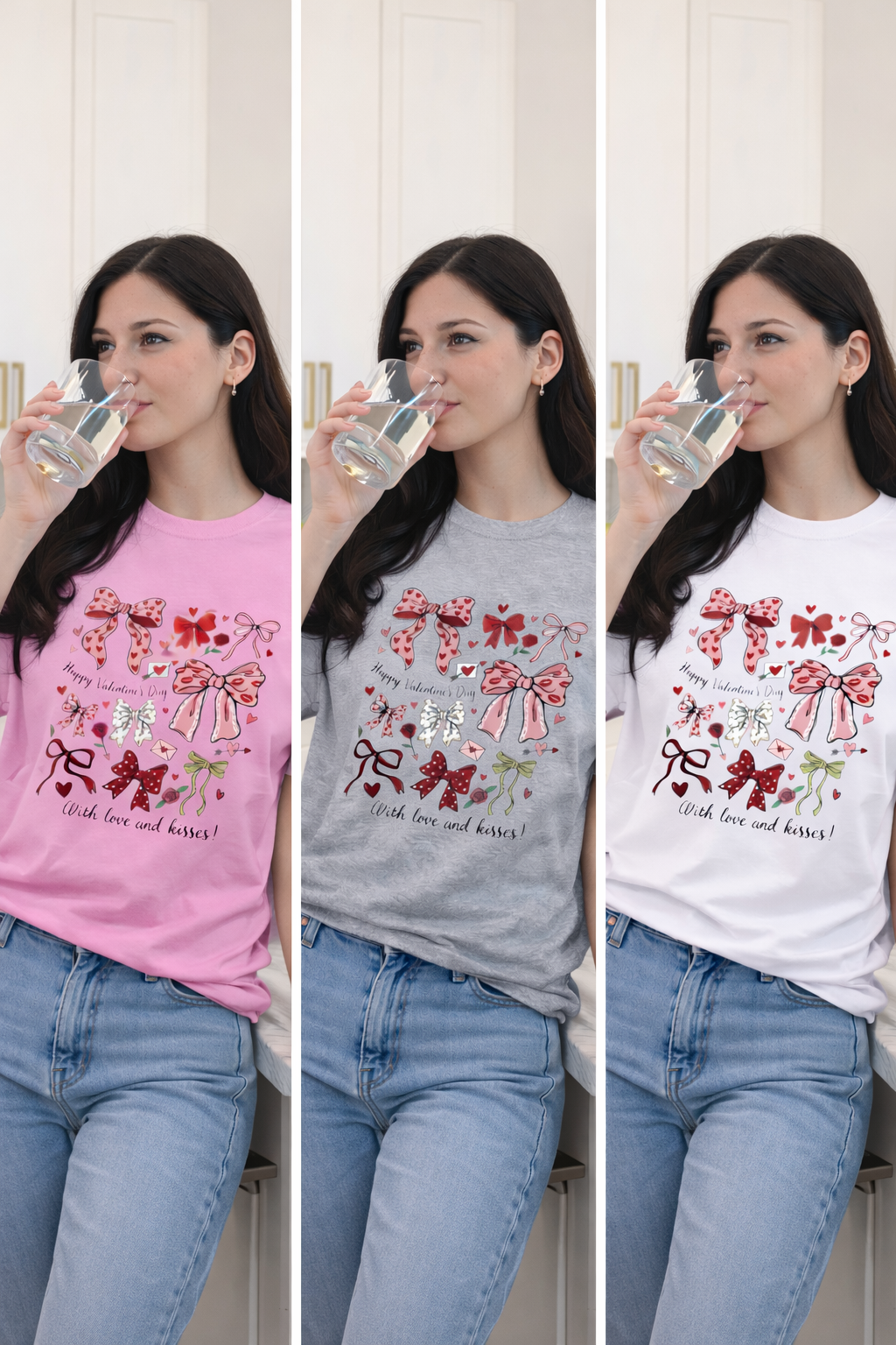 Valentine Bows & Love T-Shirt | Cute Unisex Graphic Tee