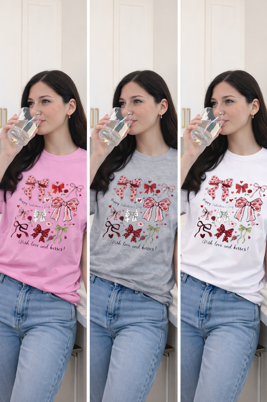 Valentine Bows & Love T-Shirt | Cute Unisex Graphic Tee