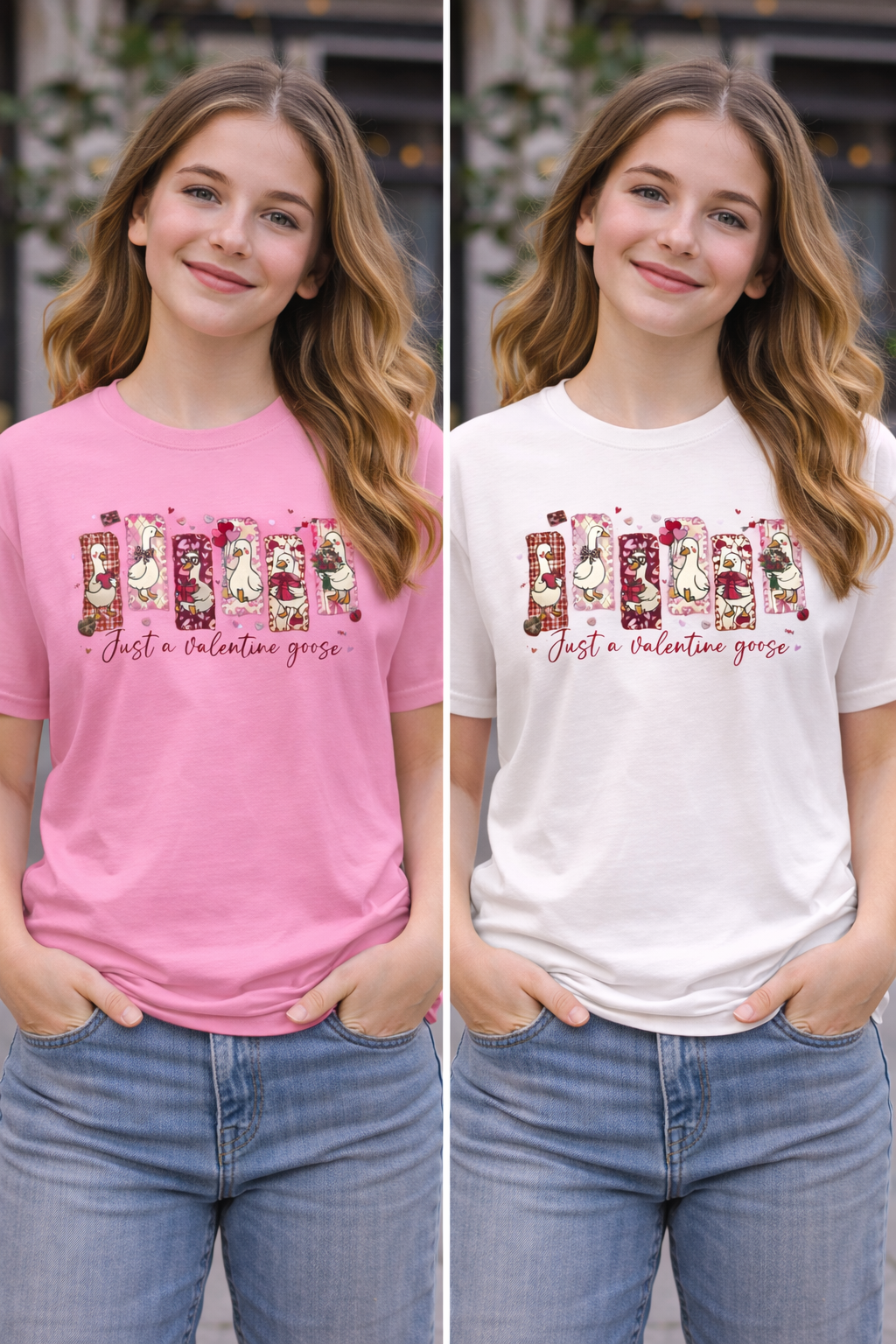 Just A Valentine Goose Graphic T-Shirt – Cute & Playful Love Design