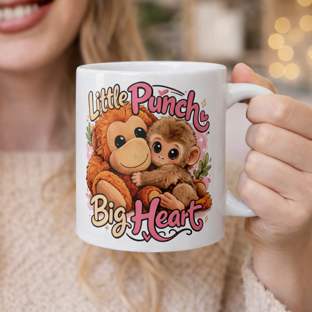 Little Punch Big Heart – 11oz Ceramic Coffee Cup | Adorable Animal Lover Gift