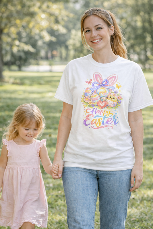 Happy Easter Bunny T-Shirt — Colorful Pastel Spring Graphic Tee
