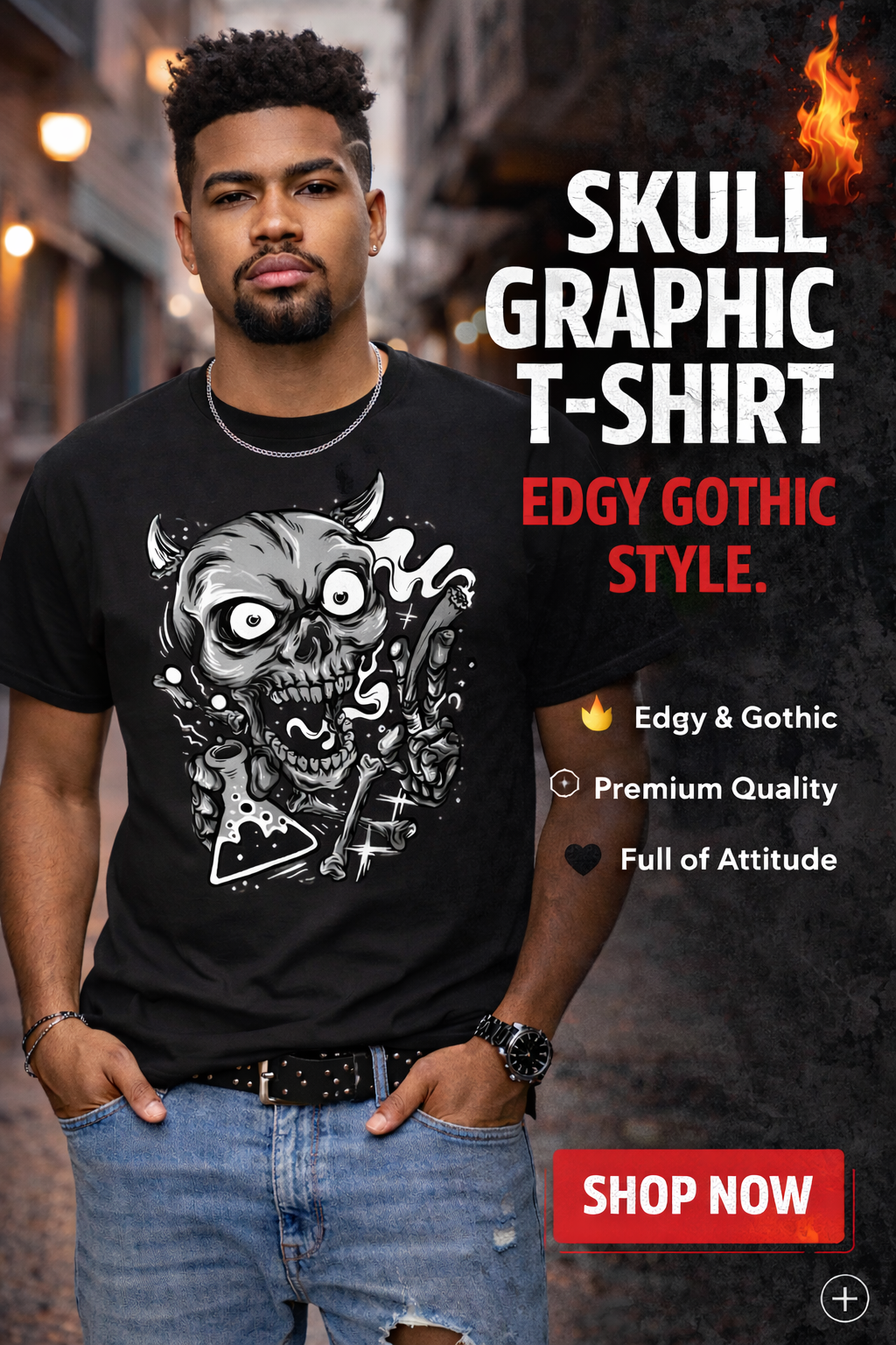 Skull Graphic T-Shirt – Edgy Gothic Streetwear Design
