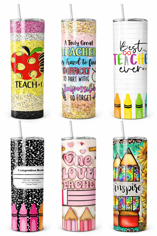 Teacher-Themed Stainless Steel Tumbler – Thoughtful & Colorful Gift