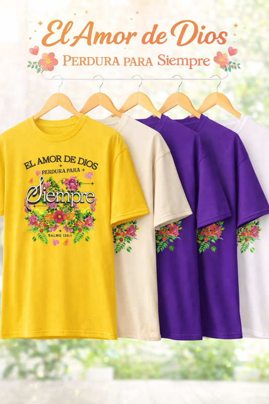 Camiseta “El Amor de Dios Perdura Para Siempre” – Salmo 136:1