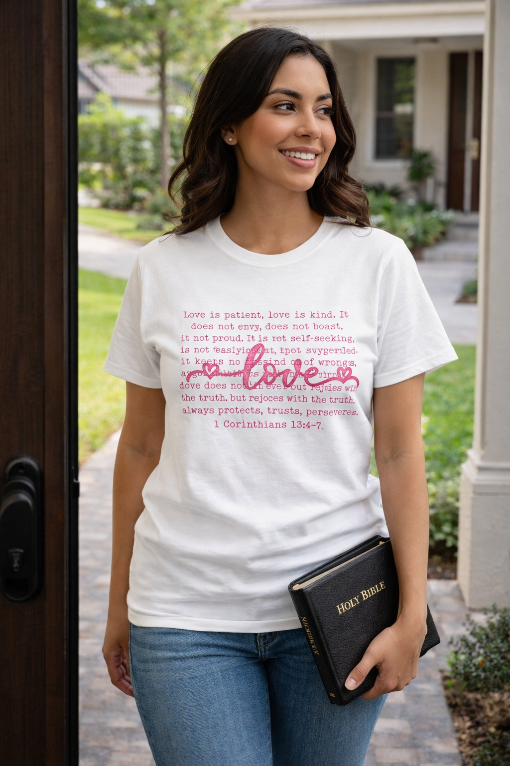Christian Love Bible Verse T-Shirt – 1 Corinthians 13:4–7 Faith Tee