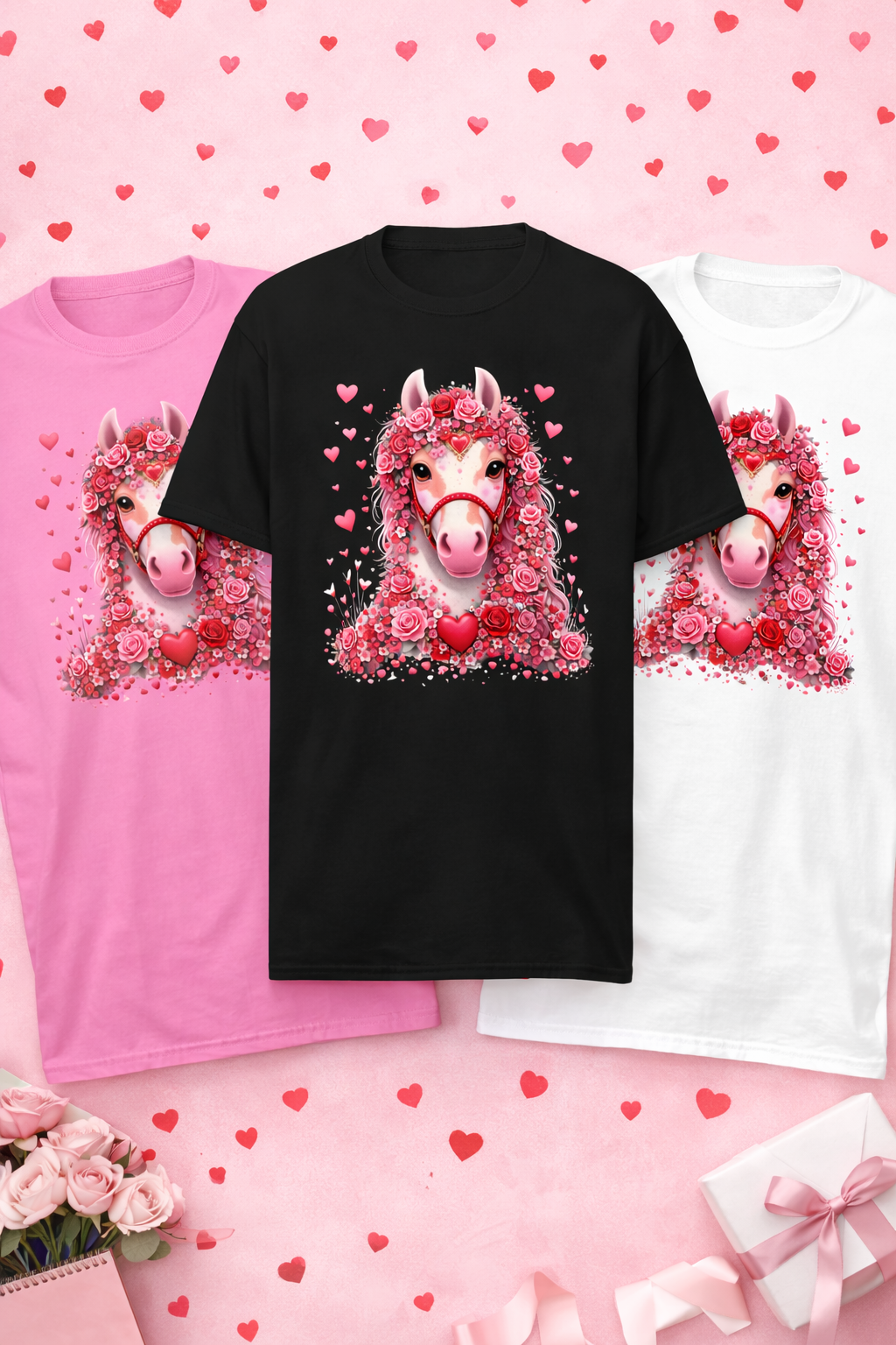 Valentine Pony Floral Graphic T-Shirt