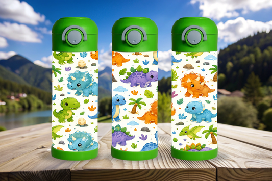 Colorful Dinosaur – 12oz Kids Insulated Tumbler | Stainless Steel Thermo Cup