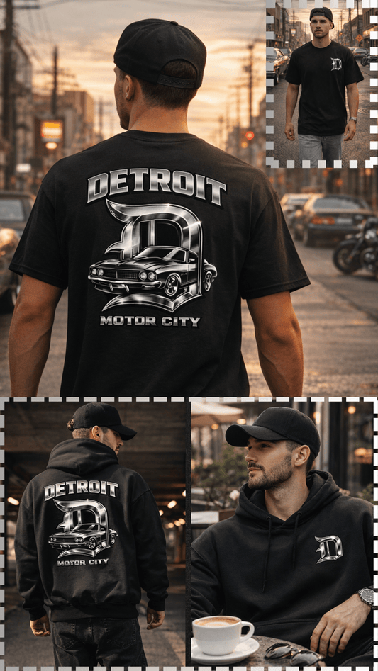 Detroit Motor City Hoodie / T-Shirt – Classic Car Streetwear Design