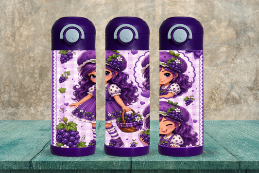 Purple Grape Girl Kids 12oz Insulated Water Bottle