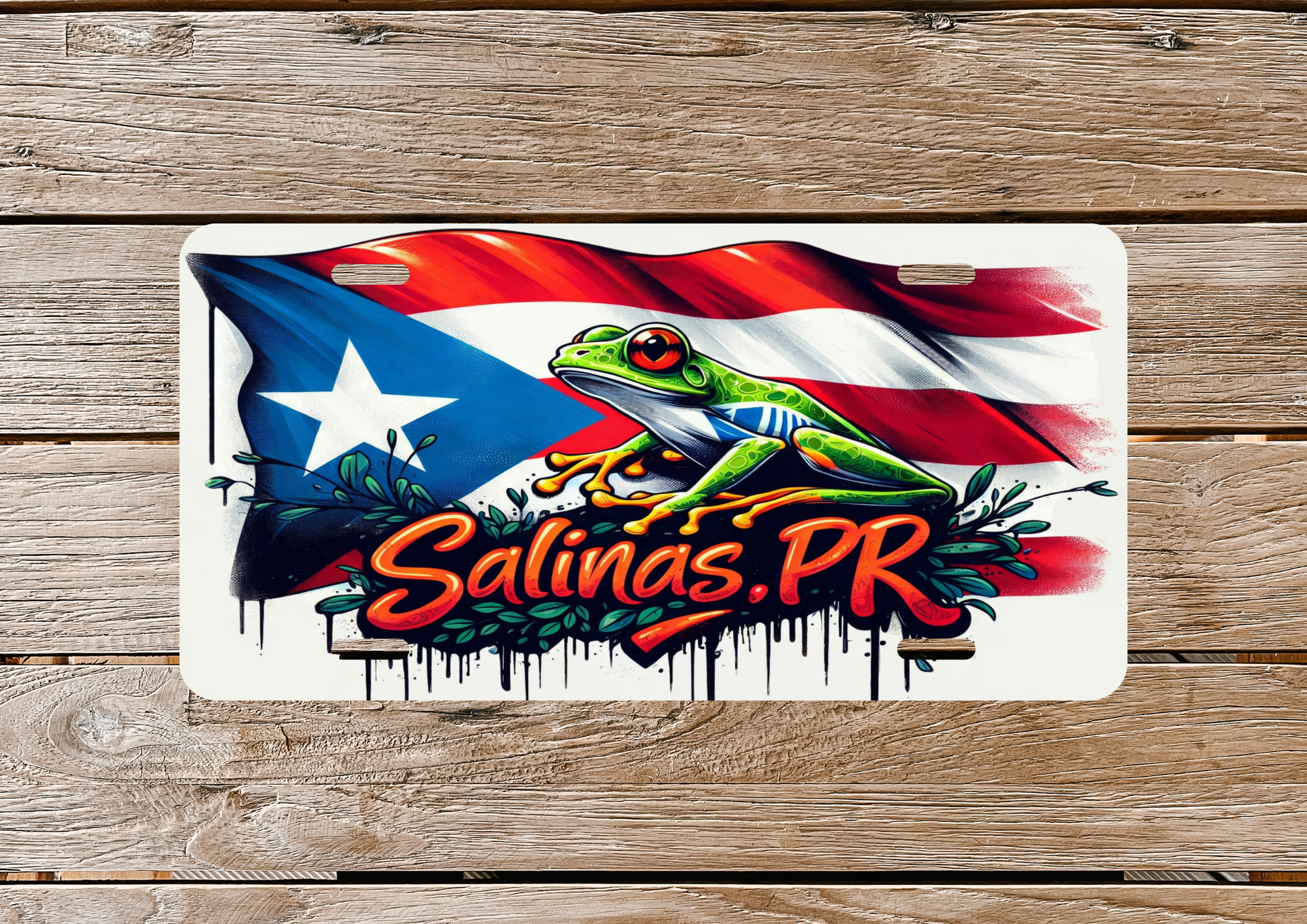 Puerto Rico Flag and Salinas, PR Design License Plate