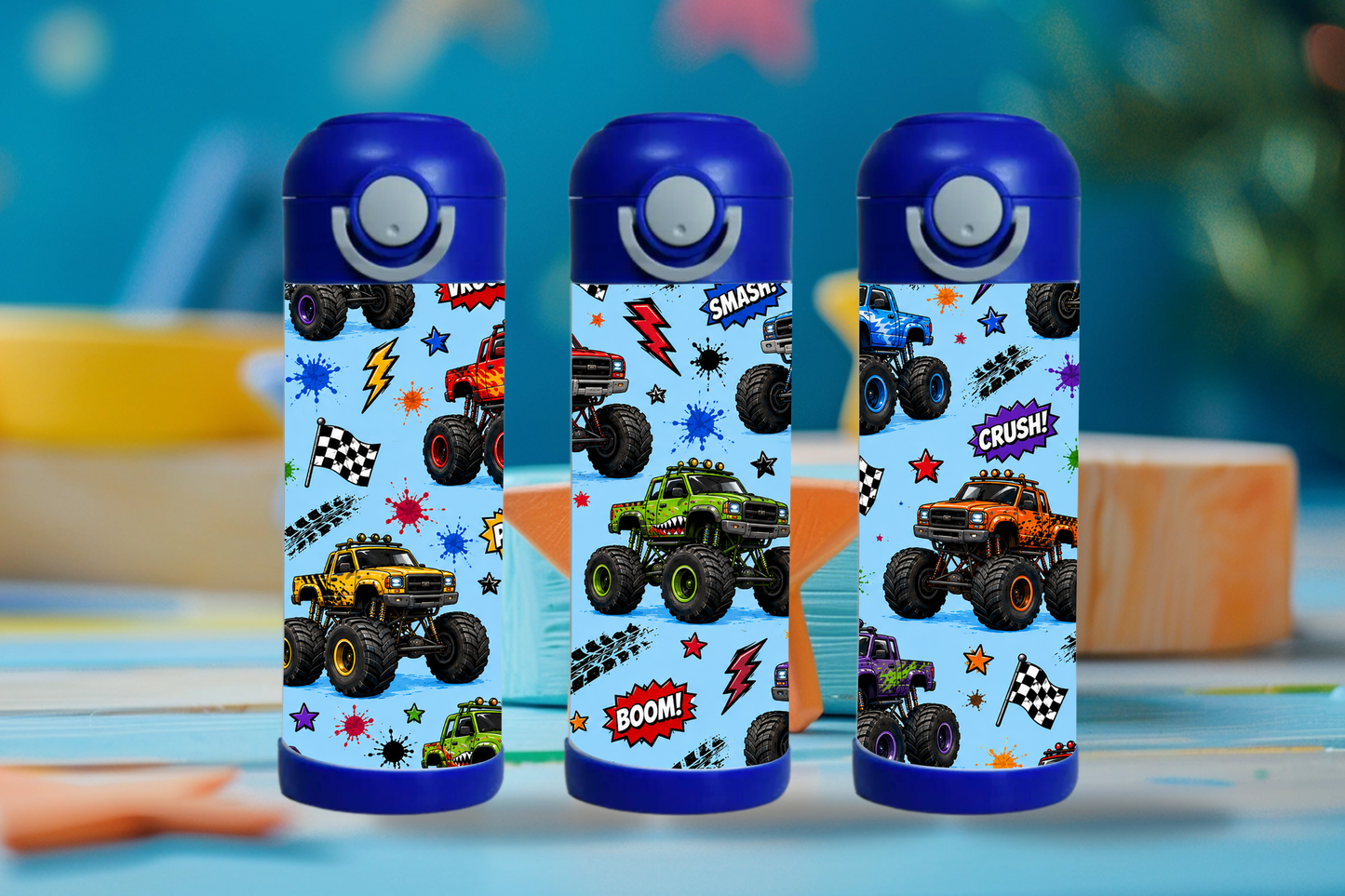 Monster Truck – 12oz Kids Insulated Tumbler | Boys Water Bottle | Stainless Steel Thermo Cup
