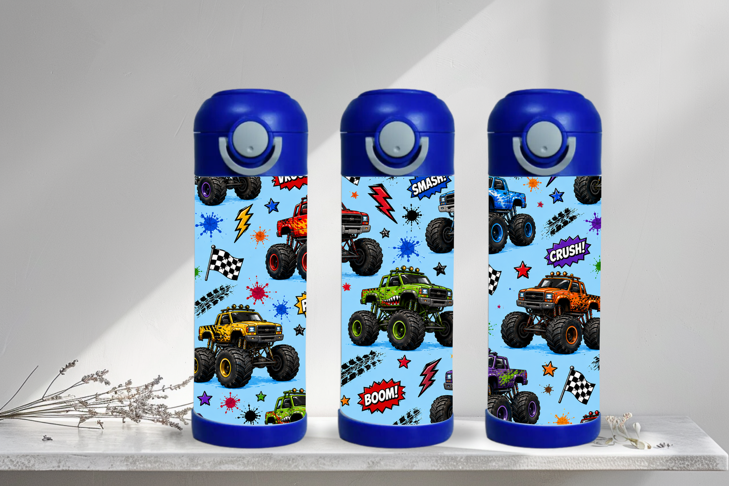 Monster Truck – 12oz Kids Insulated Tumbler | Boys Water Bottle | Stainless Steel Thermo Cup