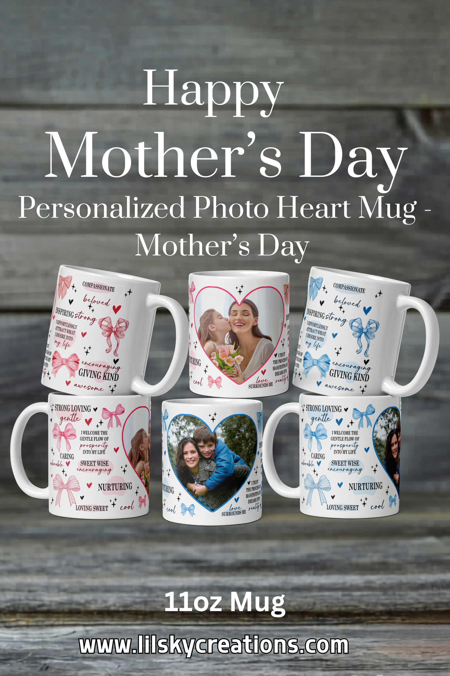 Custom Heart Photo Mug for Mom – Personalized Picture Coffee Cup Gift – Mother’s Day, Birthday, Meaningful Keepsake Gift