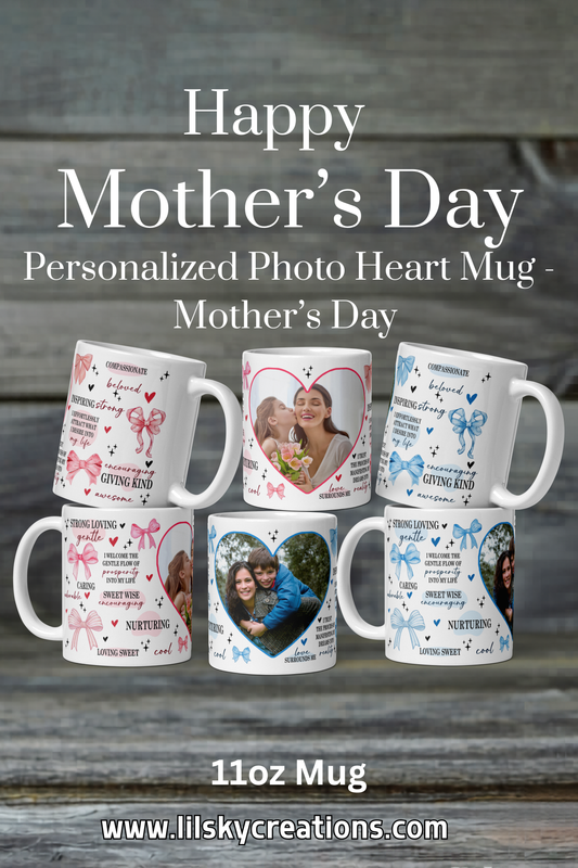 Custom Heart Photo Mug for Mom – Personalized Picture Coffee Cup Gift – Mother’s Day, Birthday, Meaningful Keepsake Gift
