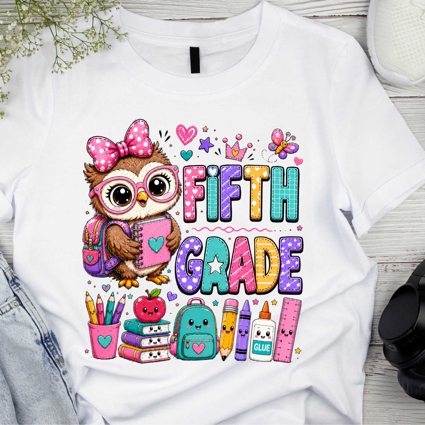 Cute Girls Back to School Shirt – Pre-K through Sixth Grade | Adorable Owl Graphic Tee | First Day of School Outfit | Kids School Shirt